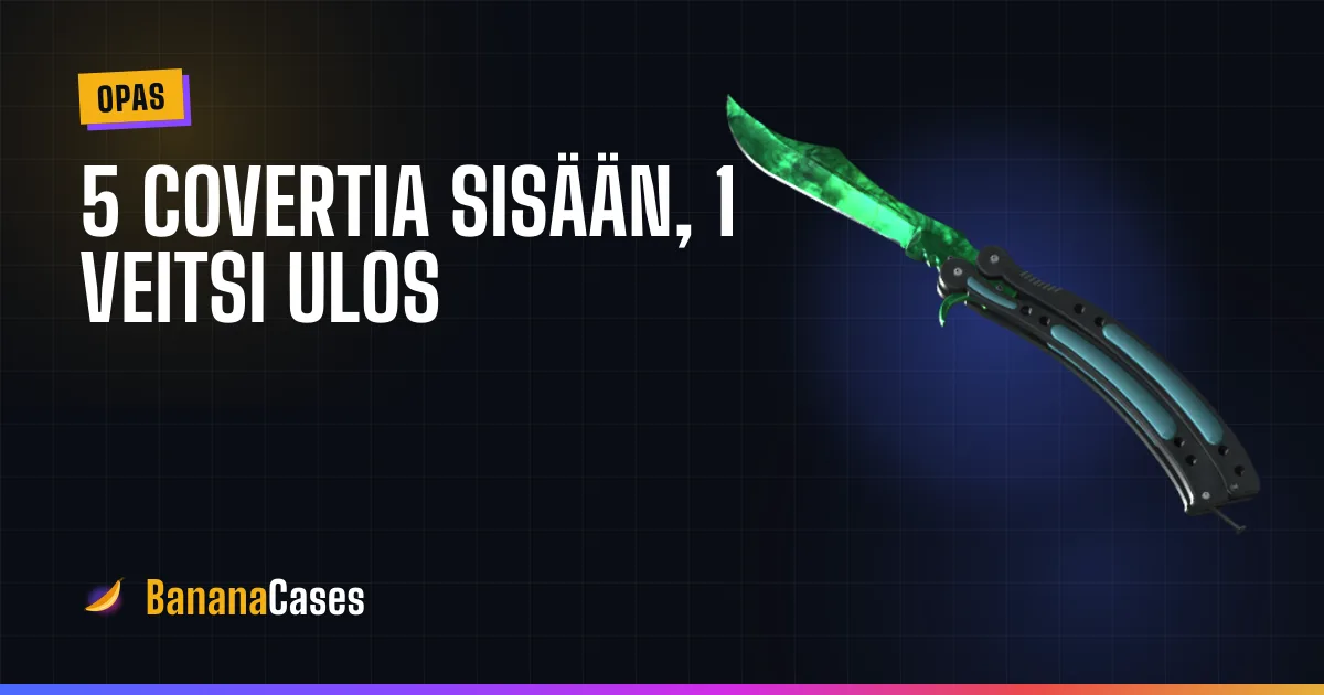 Butterfly Knife Gamma Doppler BananaCasesin veitsi-trade-up-oppaan kansikuvassa